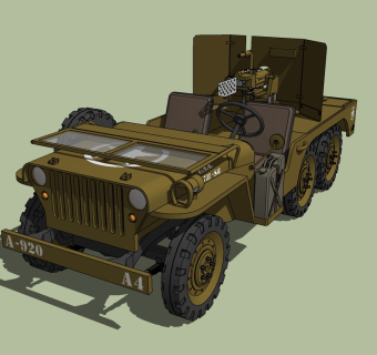 现代炮车草图大师模型，炮车sketchup模型
