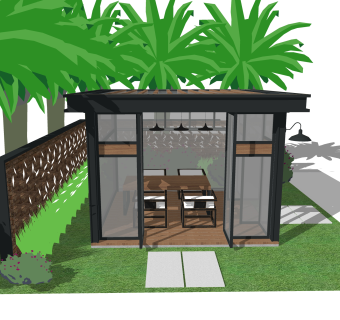 现代阳光房SU模型，阳光房SKB文件下载