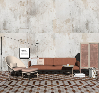 北欧布艺沙发组合su模型，沙发组合sketchup模型下载