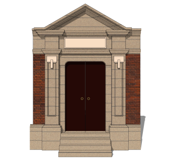 中式院门院墙草图大师模型，院门院墙sketchup模型免费下载