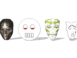  现代节日面具草图大师模型，面具sketchup模型下载