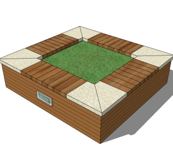 现代方形树池skp文件下载，树池坐凳sketchup模型分享