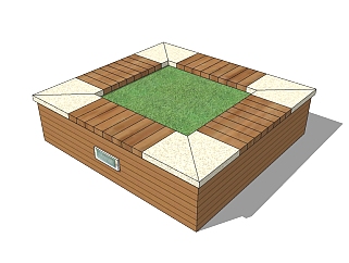 <em>现代方形树池</em>skp文件下载，树池坐凳sketchup模型分享