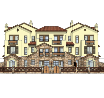 欧式连排别墅草图大师模型，别墅sketchup模型免费下载