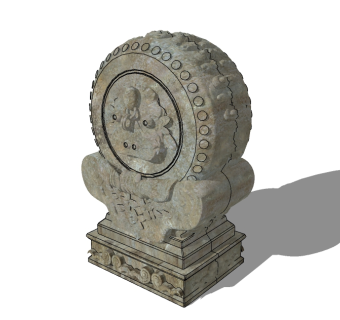 抱鼓石sketchup模型下载，抱鼓石草图大师模型