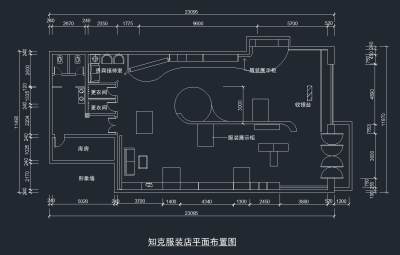 现代服装店设计施工图，服装店CAD施工图纸下载