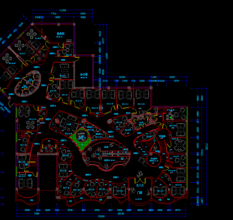 熊普金领袖咖啡厅餐厅装修CAD图纸，咖啡馆CAD平面布置图