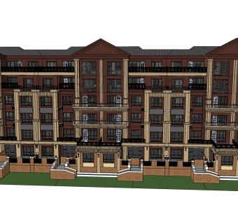 欧式住宅楼草图大师模型，住宅楼skp文件下载