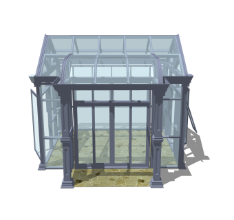 现代玻璃房SU模型，玻璃房SKB文件下载