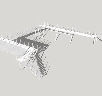 现代人行天桥草图大师模型，人行天桥sketchup模型免费下载