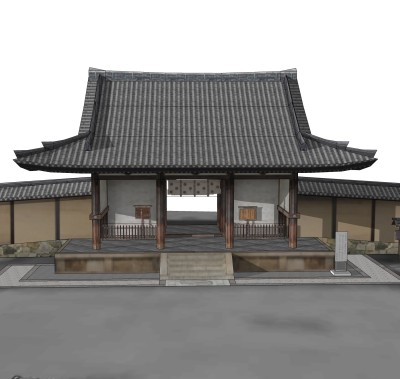 中式寺庙草图大师模型，寺庙SKP模型下载