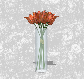 郁金香插花草图大师模型，花艺花瓶sketchup模型下载