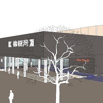 现代售楼处建筑方案草图大师模型，建筑构件sketchup模型免费下载