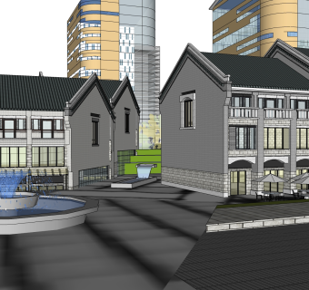 城中现代独栋别墅草图大师模型下载，独栋别墅sketchup模型