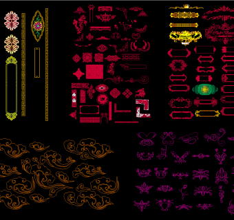 CAD雕花图案，cad图库下载
