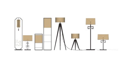 新中式落地灯组合草图大师模型，落地灯组合sketchup模型下载