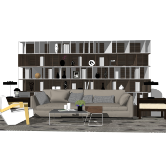 现代沙发组合草图大师模型，沙发组合sketchup模型下载
