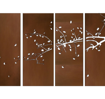 现代树枝图案锈板草图大师模型，锈板su模型下载