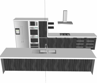 现代厨房柜免费su模型，厨房柜skp模型下载