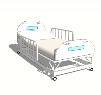 现代医院病床sketchup模型，医院病床草图大师模型下载