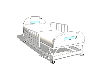 现代医院病床sketchup模型，医院病床草图大师模型下载