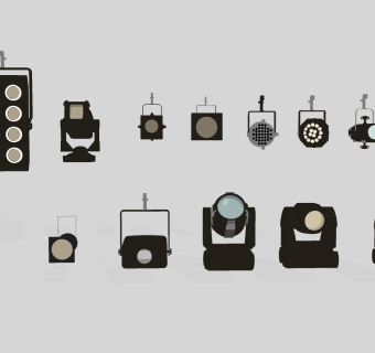 现代舞台灯射灯组合su模型，舞台灯射灯组合sketchup模型下载