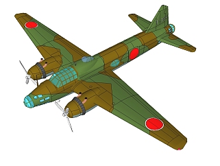 日本三菱<em>一式</em>轰炸机草图大师模型，轰炸机SU模型下载