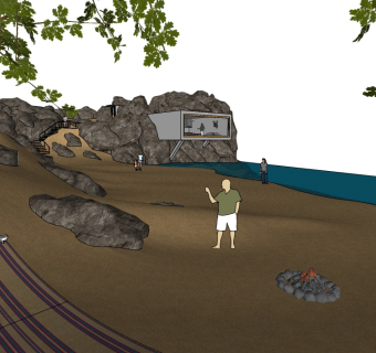 现代简约滨水别墅su模型，别墅skb文件下载