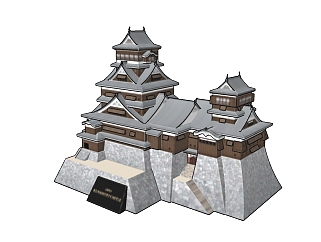 日式古建楼sketchup模型下载，古建楼草图大师模型