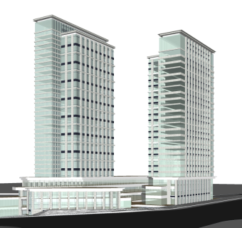 现代高层办公楼草图大师模型，高层办公楼sketchup模型免费下载