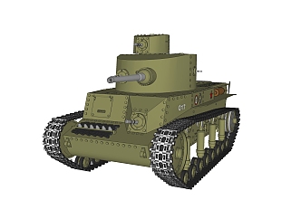 <em>苏联</em>T-24中型坦克su模型，坦克草图大师模型下载