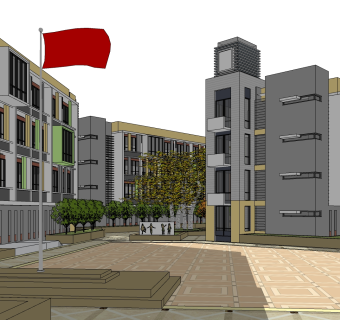 现代办公楼草图大师模型，办公楼sketchup模型免费下载