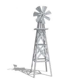 现代大型复古风车skp模型，风车草图大师模型下载