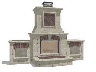 欧式古典壁炉免费su模型，壁炉sketchup模型下载