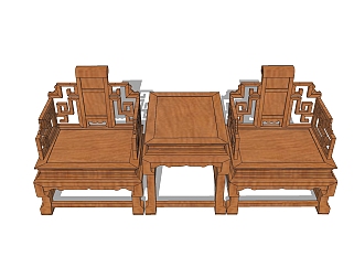 中式实木椅sketchup模型，实木椅草图大师模型下载