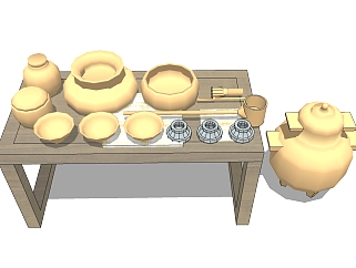 <em>日式茶具</em>草图大师模型，茶具sketchup模型下载