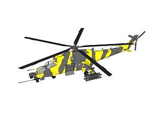 现代雌鹿<em>武装</em>运输直升机sketchup模型，运输直升机草图...