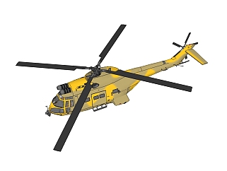 现代SA330美洲狮直升机草图大师模型，直升机su模型下载