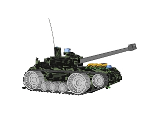 现代坦克草图大师模型，坦克sketchup模型下载