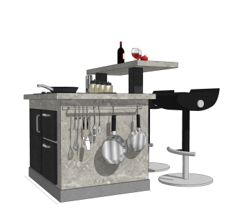 现代橱柜sketchup模型，厨房柜草图大师模型下载