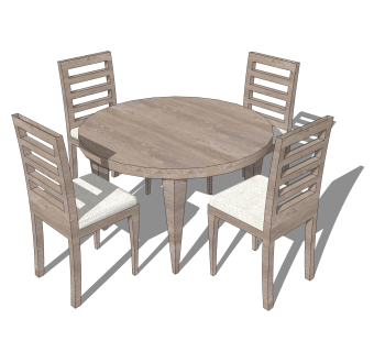 北欧餐桌椅草图大师模型，圆形餐桌skb文件下载
