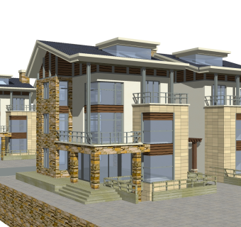 现代别墅外观草图大师模型，别墅外观sketchup模型免费下载