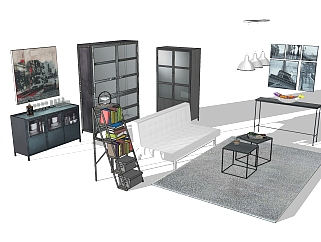  现代客厅草图大师模型，客厅sketchup模型下载
