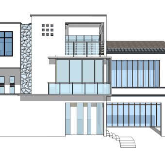 新中式别墅su模型下载、新中式别墅草图大师模型下载