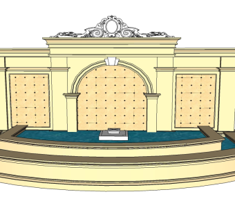 欧式景观墙skp文件下载，景观墙SU模型