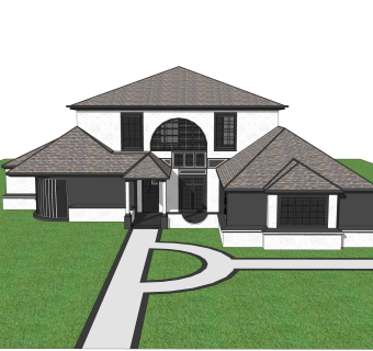 美式别墅草图大师模型，别墅SKB文件下载