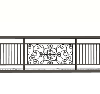 欧式铁艺扶手栏杆草图大师模型，欧式铁艺扶手栏杆sketchup模型下载