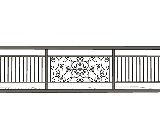 欧式铁艺扶手栏杆草图大师模型，欧式铁艺扶手栏杆sketchup模型下载