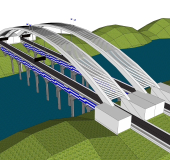 现代桥梁草图大师模型下载，sketchup桥梁su模型分享