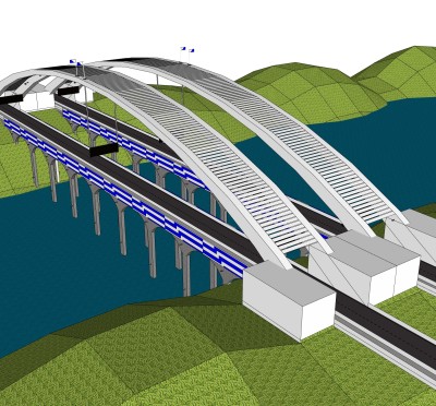 现代桥梁草图大师模型下载，sketchup桥梁su模型分享